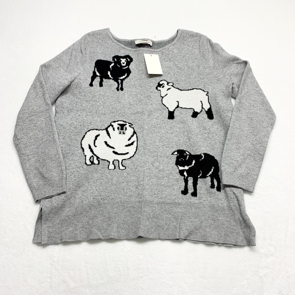 Astrologie Sheep Intarsia Sweater Womens M Gray Animal Graphic‎ Pullover Size M